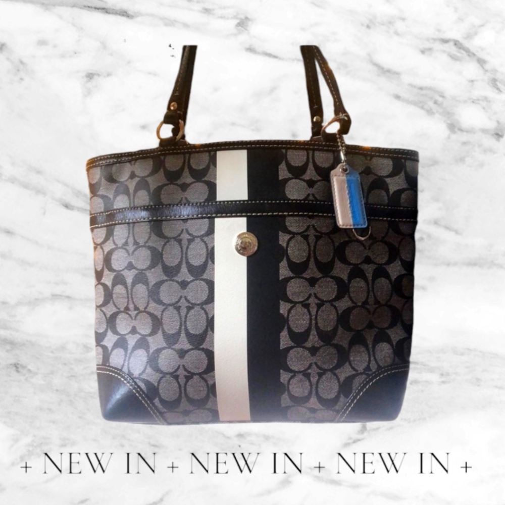 Coach Heritage Stripe CHELSEA TOTE DISCONTINUED 11in X 13.5in. 🎀GUC - Picture 3 of 7
